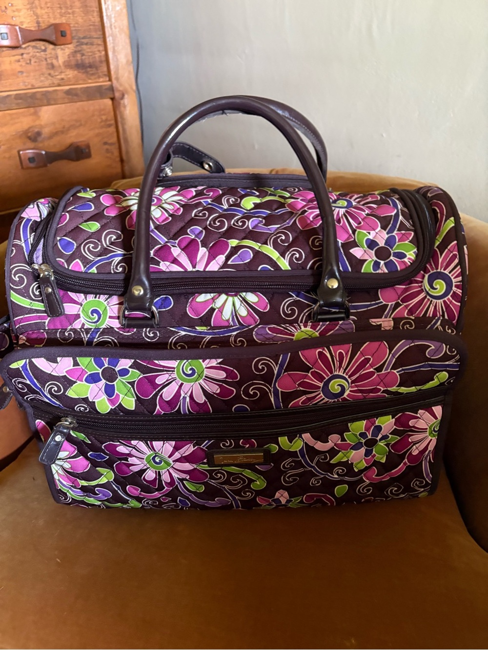 Vera Bradley Quilted Floral Travel Bag - Purple, Pink, Green